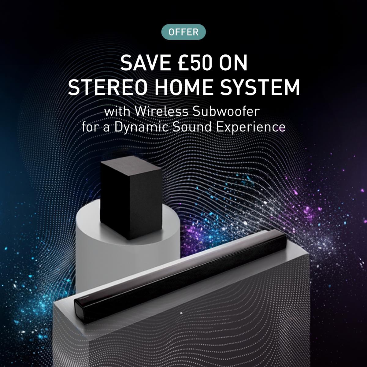 Save £50 on Slim Soundbar stereo system HTB150