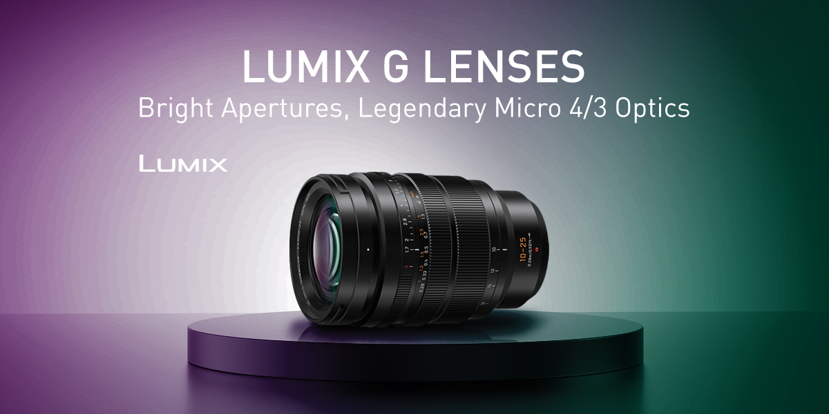 Shop LUMIX G Lenses – Versatile wide-angle, telephoto, and prime lenses designed for Panasonic Micro Four Thirds mirrorless cameras.