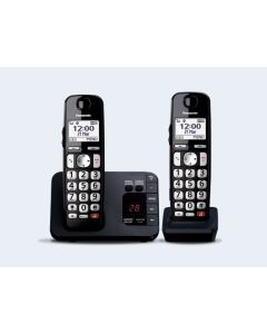 Digital cordless phone with 2 handsets and a 40-min answering machine KX-TGE822EB