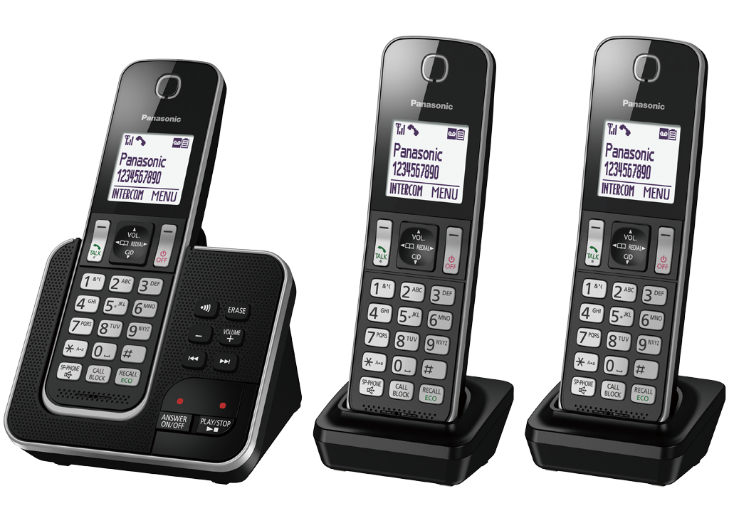 Digital Cordless Phone with 3 handsets and 30 Minute Answering Machine KX-TGD623EB